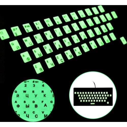 New Luminous Keyboard Stickers Spanish/English/Russian/Arabic/French Language Letter Protective Film Alphabet Button Layout