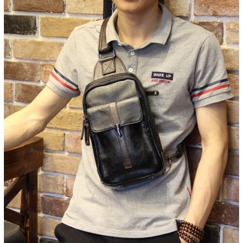 New Design Mens High Quality pu Leather Crossbody Bag Casual Men Messenger Bag Chest Pack One Shoulder Travel Bag