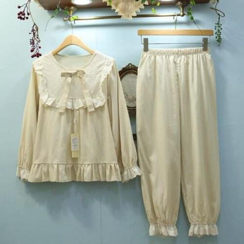 Retro new pijamas sweet princess sleepwear set autumn winter pajamas women palace cotton night wear suit womens home clothes