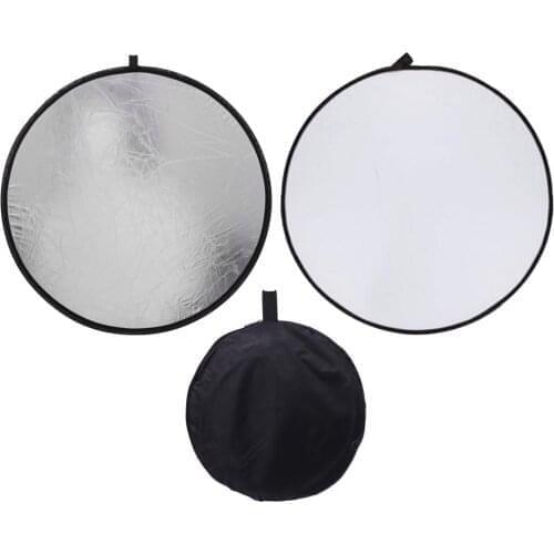 Silver White 12"/30cm Portable Disc Light Reflector Handhold Multi Collapsible For Photography Studio Diffuers Reflector