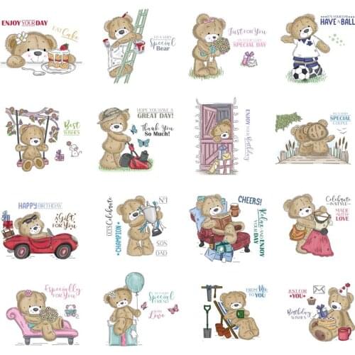 Lovely Bear Series Eat Cake Swinging Read Books Drive A Car Transparent Clear Stamps For DIY Scrapbooking Album Paper Cards