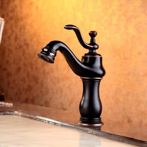 Basin Faucets Black Bronze Sink Mixer Tap Classic Style Single Handle Single Hole Faucet Deck Mounted Bathroom Brass Water Crane
