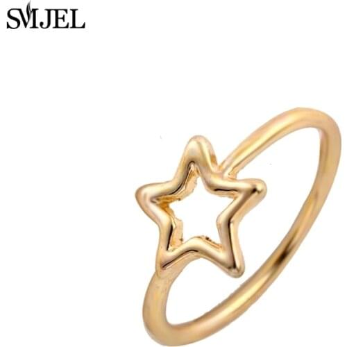 SMJEL 10 PCS/lot Wholesale Mini Star Mid Knuckle Rings for Women Bague Femme Birthday Gifts Simple Jewelry R004