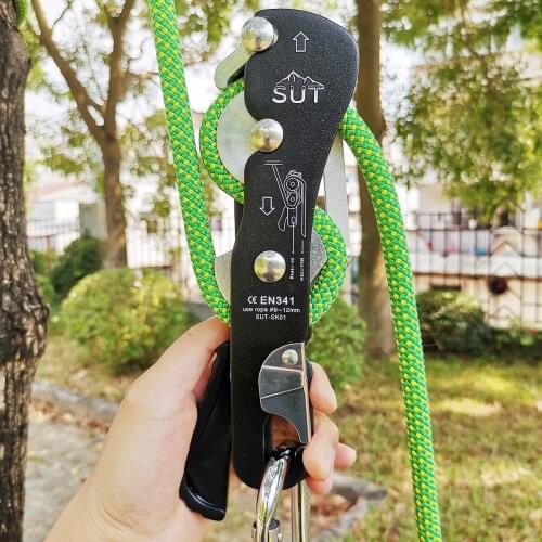 Self-braking Stop Descender Belay Rope Device Rappelling Equipment Handle-Control Abseiling Downhill Brake Accessory Black