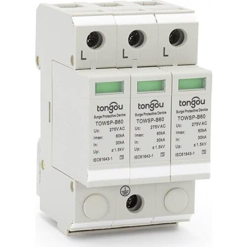 SPD 3P 30KA~60KA B ~275VAC House Surge Protector Protection Protective Low-voltage Arrester Device