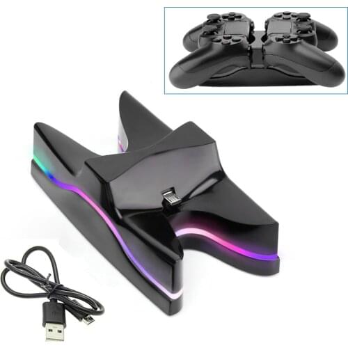 For PS4 Controller Colorful LED Charger Stand DC 5V Dual Controllers Charger Stand Fast Charging Dock Station for PS4 Controller