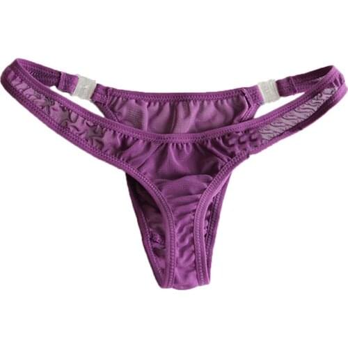 Ultra Thin Underpants for Male Sexy Underwear Men Thongs Sissy Low Waist Elastic Mesh Homme Breathable Panties Interior 2020