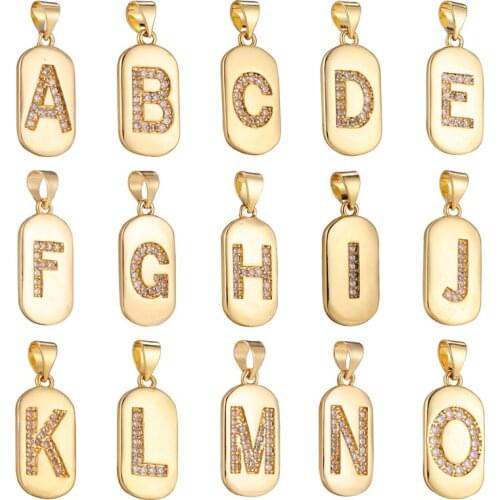 Unique 26 Letters Pendants Inlaid Zircon Letter Charms Pendant Jewelry Accessories For DIY Necklace Components Supplies