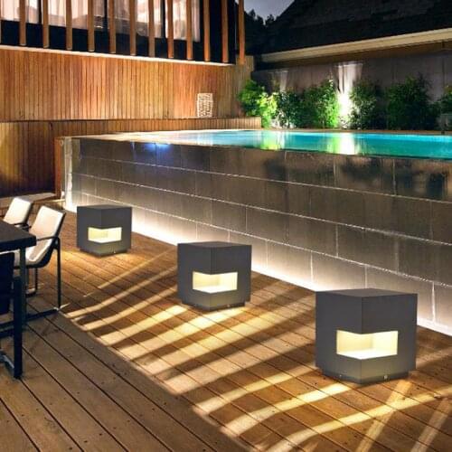Yard Led Cube pillar lamp grass led Lawn Lamp Garden Villa Outdoor Lighting Landscape light Lawn lights IP54 Waterproof Lamps