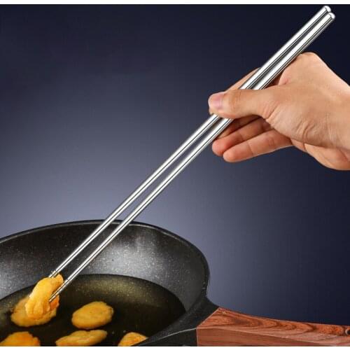 Stainless Steel Long Chopsticks Cooking Deep-fried Woks Noodles Sushi Fruit Vegetables Reusable Food Kitchen Tableware