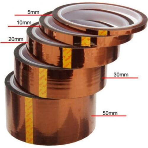 1PC Professional 30M Heat Resistant High Temperature High Insulation Electronics Industry Welding Polyimide Kapton Tape 10 Sizes