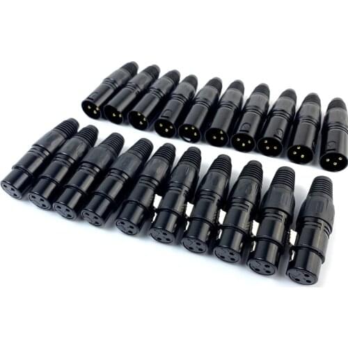 10Pcs 3Pin XLR Male Female Microphone Cable Plug Microphone Extension Cables Audio Socket MIC Audio Connector Adapter
