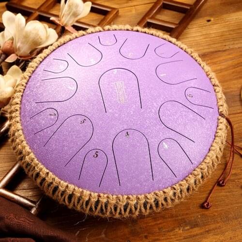 13 inch 15 tone Steel Tongue Drum Hand Pan Drum Handheld Tank Drum Percussion Instrument Yoga Meditation Beginner Music Lovers