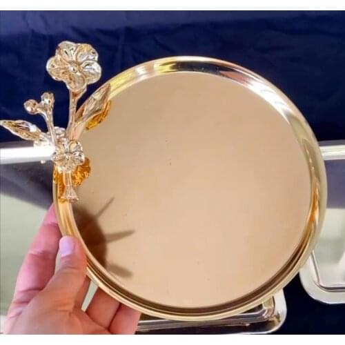 Kitchen accessories Presentation Tray Service Kitchen Tea And Coffee Service Gold Color 19 Cm / 23 Cm Size Metal Japanese rose