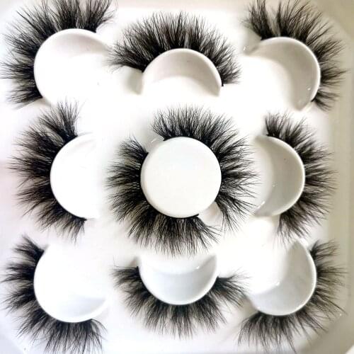 5Pairs 10-25mm 3d Mink Lashes Bulk Faux with Custom Box Wispy Natural Mink Lashes Pack Short Wholesales Natural False Eyelashes