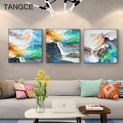 Abstract Japanese Landscape Canvas Painting Nordic Waterfall Posters Prints Modern Wall Art Pictures for Living Room Pop Decor