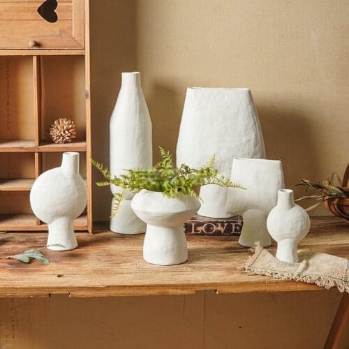 White Ceramics Flower Vases Various Shape Matt Surface Simple Innovative Arrangement Modern Vases for Home Office Decor xqmg New