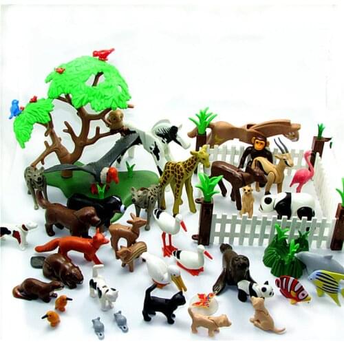 1 Piece Playmobil Animal Model Bear Cat Panda Dog Horse Animal Figures Small Action Figure kids Educational Toys for Children