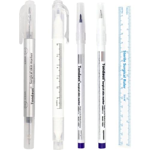 Double Single Head Surgical Skin Marker for Eyebrow Skin Marker Pen Tattoo Skin Marker Measure Measuring Ruler Set Tool