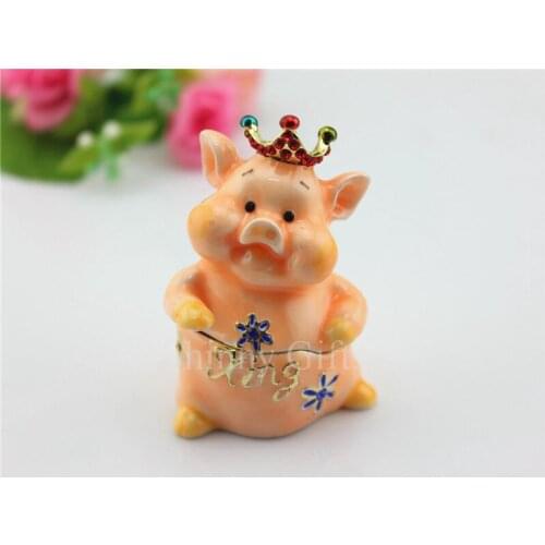 Enamel Cute Pig Trinket box Small Jewelry Box Wedding Favor