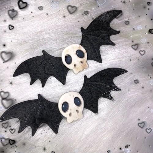 Goth Wings Skull Hair Clips For Women Cool Harajuku Japanese Lolita Girls Punk Hairpins Hair Accessories 90s Aesthetic Gifts New