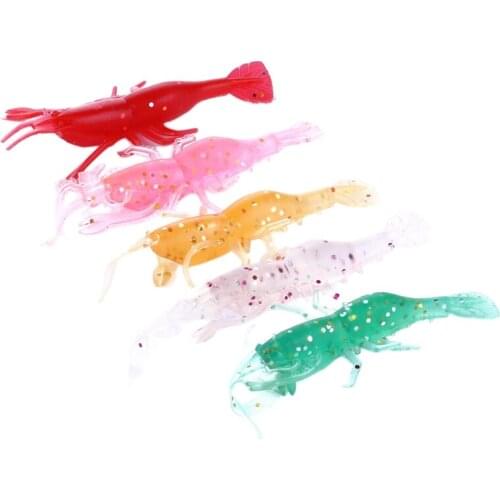 Hot-20Pcs Shrimp Fishing Simulation Soft Prawn Lure Hook Tackle Bait Sea Fishing Lures