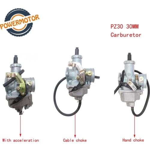 Motorcycle Keihin Carburetor PZ30 30mm Carburador hand cable choke Jet Accelerating Pump for 200cc 250cc Motocross Pit Dirt Bike