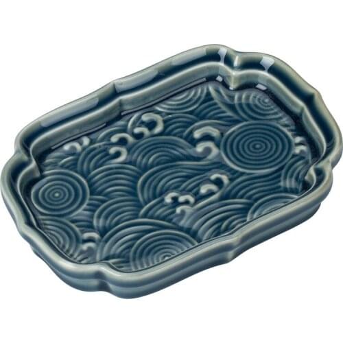 Table Ceramic Tea Tray Chinese Afternoon Vintage Chinese Handmade Tea Tray Cute Decorative Bandeja Comida Serving Dish DL60CP