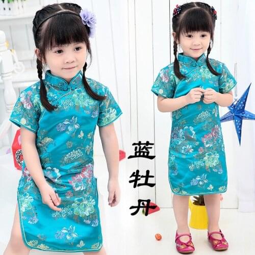 2020 Floral Baby Qipao Girl summer Dresses Kid Chinese Style chi-pao cheongsam New Year gift Childrens Clothes