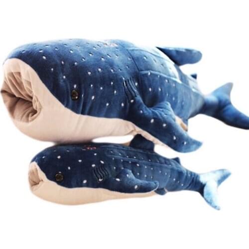 55-125 CM Soft Blue Whale Shark Dolphin Stuffed Plush Toys Big Size Plush Pillow Cushion Marine Animal Toys Gift For Children