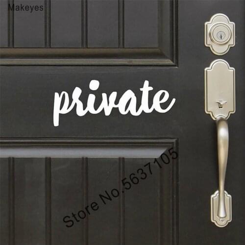 Makeyes Private Front Door Stickers Vinyl Design Home Doors Sign No Entry Decor Doors Decoration Private Words Lettering Q151