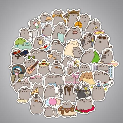 10/30/50PCS Cartoon Cute Fat Cat Graffiti Car Trunk Fashion Mobile Phone Skateboard Expression Sticker Toy Wholesale
