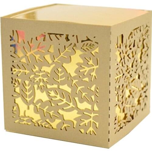 Cheap candy wedding favour boxes laser cut gold metallic and light brown pearl candy chocolate box