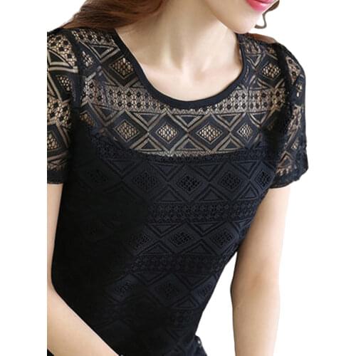 New Women Clothing Chiffon Blouse Lace Crochet Female Korean Shirts Ladies Blusas Tops Shirt White Blouses slim fit Tops