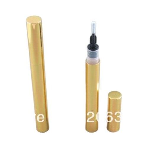NEW: 3ml gold rotate cosmetic pen for lip gloss cream /mascara/Eyelash growth liquid tube or cosmetic container
