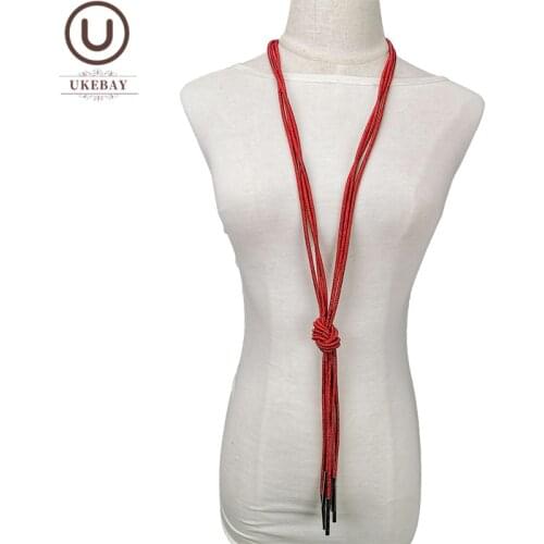 UKEBAY New Long Tassel Necklaces Designer Handmade Luxury Metal Jewelry Women Original Statement Pendant Necklace Ethnic Chains