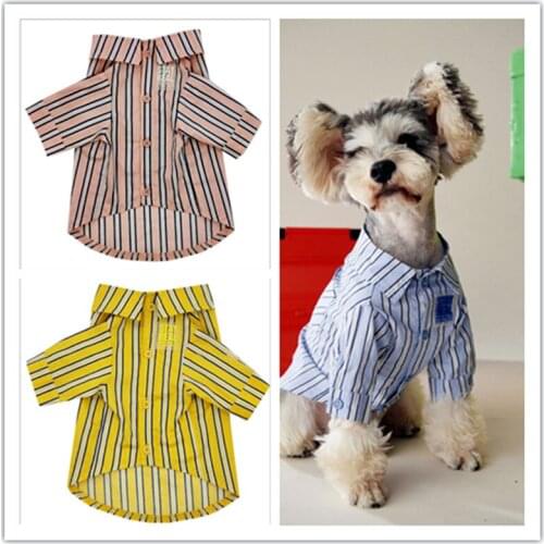 3 Colors Dogs Clothes New Pet Shirts Spring Clothing For Dog Cats Small Puppy Sweater Schnauzer Akita Pug Striped Shirt For Pet