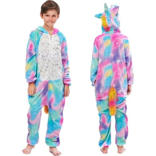 Newest Animal Unicorn Pajamas Kids Winter Sleepwear Kigurumi Unicornio Pyjamas Boys Girls Onesie Anime Costumes Jumpsuit