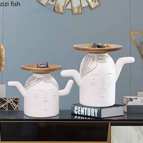 Resin Storage Ornaments Key Storage Tray Face Decoration Accessories Crafts Statue Figurines Furnishings Home Desktop Organizer