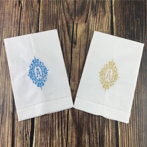 12 PCS Fashion Guest Towels (Letter-A) Monogrammed Tea Towel 14X22-inch Cleaning Cloth Guest Hand Dish Kitchen Bathroom Towel
