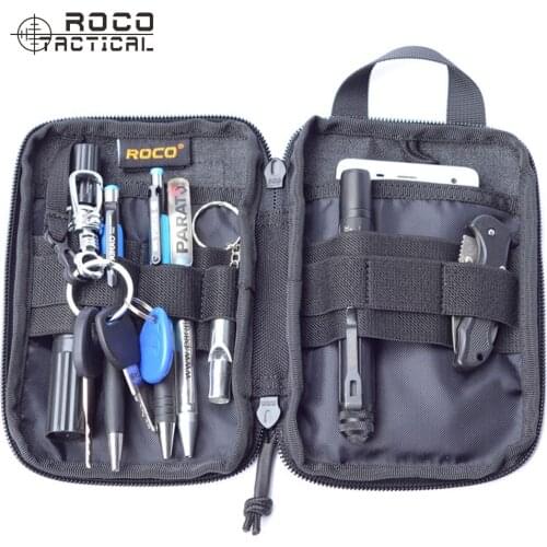 ROCOTACTICAL Durable Nylon EDC Military Pocket Organizer Pouch MOLLE Military Waist Pack Combat Military Utility Accessory Bag