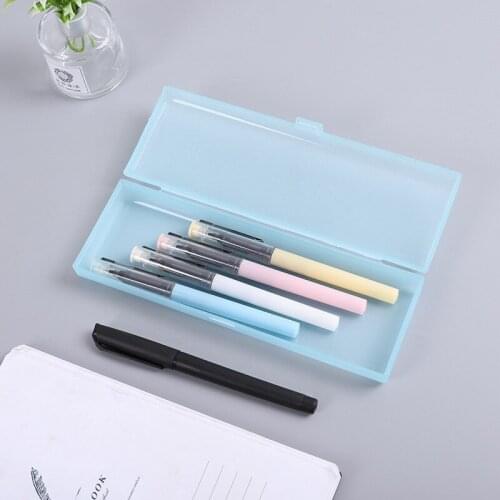 Translucent Frosted Plastic Pen Box Pencilcase Student Creative Office Supply Stationery Pencil Case Women Make Up Cosmetic Bag