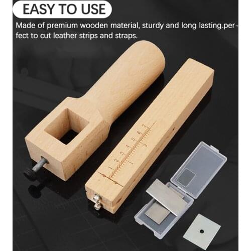 Adjustable Leather Straps Cutter Leather Belt Cutting Tool Wooden Leather Strips Cutter DIT Hand Leathercraft Tools