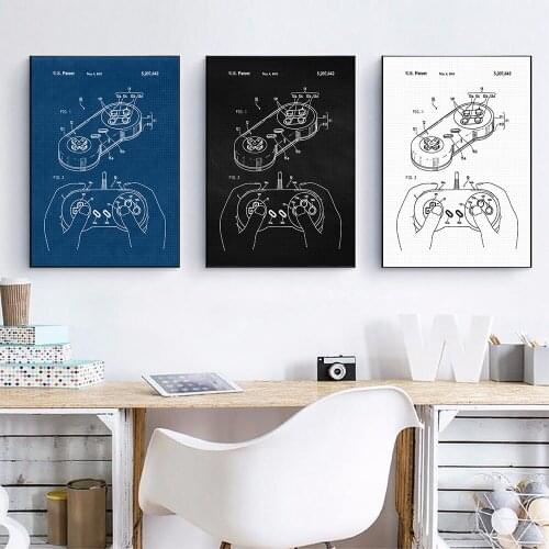Gamepad Operation Instruction Chart Vintage Posters Toy Joystick Wall Art Pictures Kids Room Decor Games Print Canvas Painting