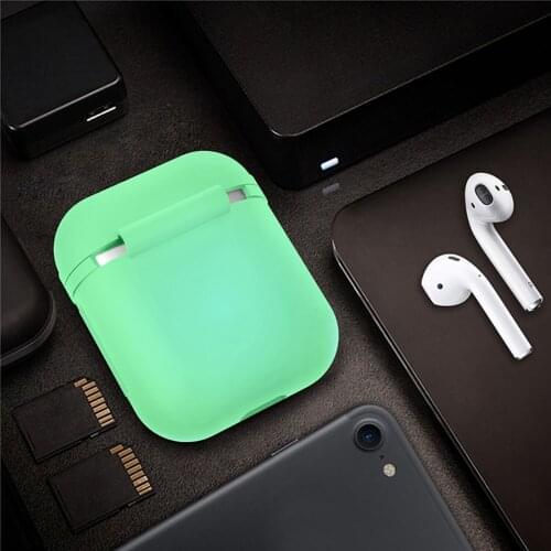 Besegad Silicone Pouch Case Holder Shell Cover Skin Glow in the Dark for Apple AirPods Air Pods 1 2 Wireless Earphone Accessory