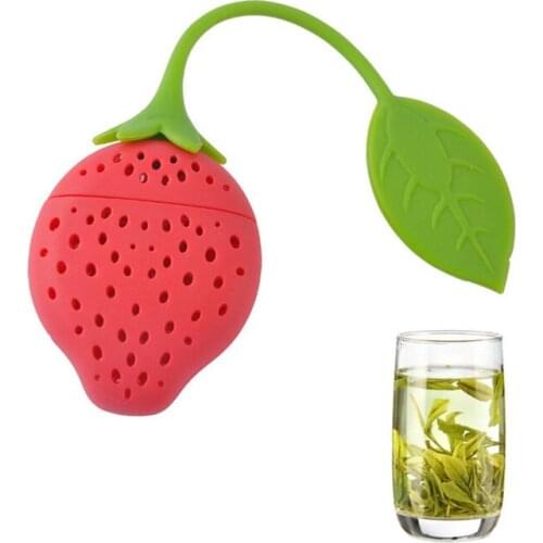 Food Grade Silicone Lovely Mini Strawberry Desgin Loose Tea Leaf Strainer Herbal Spice Infuser Filter Tools Diffuser Strainers