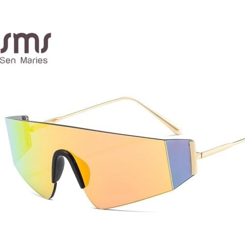 One Piece Rimless Sunglasses Women Men Square Sun Glasses Men Oversized Retro Eyeglasses Luxury Brand Designer Eyewear UV400