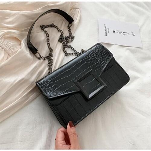 Stone Pattern Shoulder Bag Chain Popular Square Small Crossbody Bags For Women PU Leather Messenger Bag Female Flap Hangbags