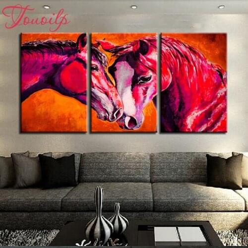 Touoilp diamond mosaic horse love full Square/round drills,3d Embroidery rhinestones painting triptych,diamond painting animal