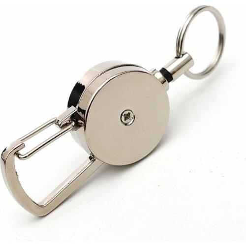 Retractable Key Ring ID Badge Metal Lanyard Name Tag Card Holder Recoil Reel Belt Clip School Office Supplies